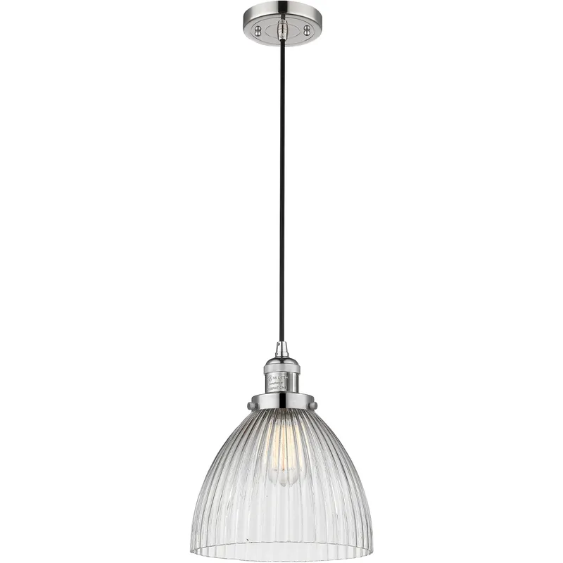 Franklin Restoration Seneca Falls 1 Light 9.5 inch Polished Nickel Mini Pendant Ceiling Light in Incandescent, Franklin Restoration