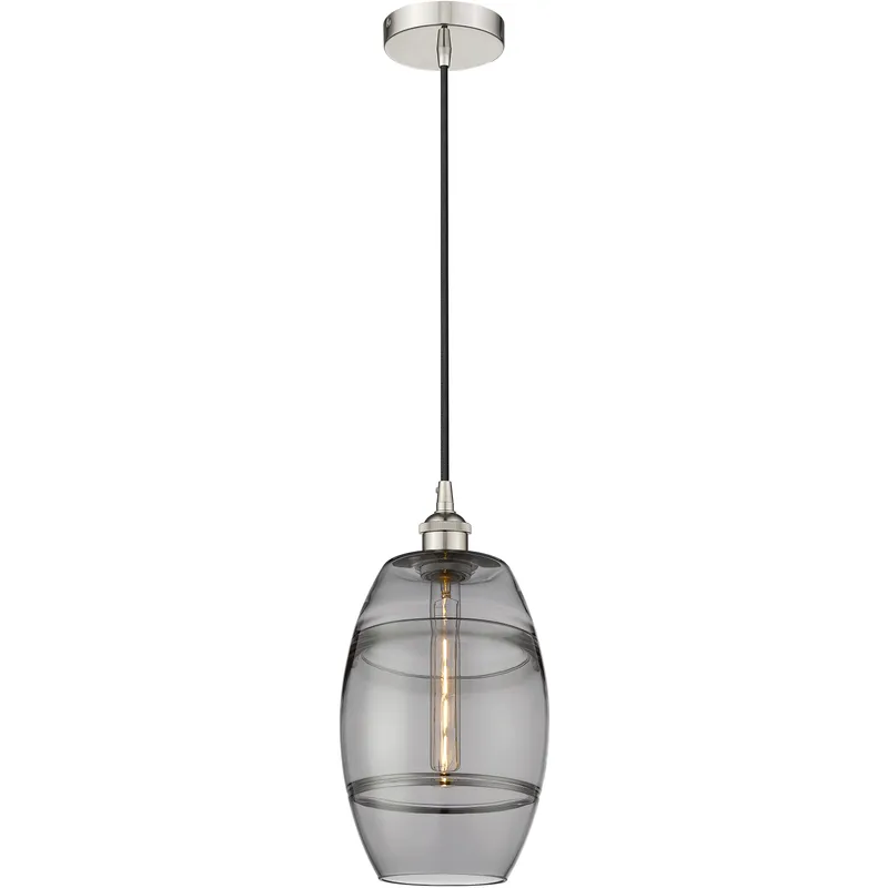 Edison Vaz 1 Light 8 inch Polished Nickel Cord Hung Mini Pendant Ceiling Light