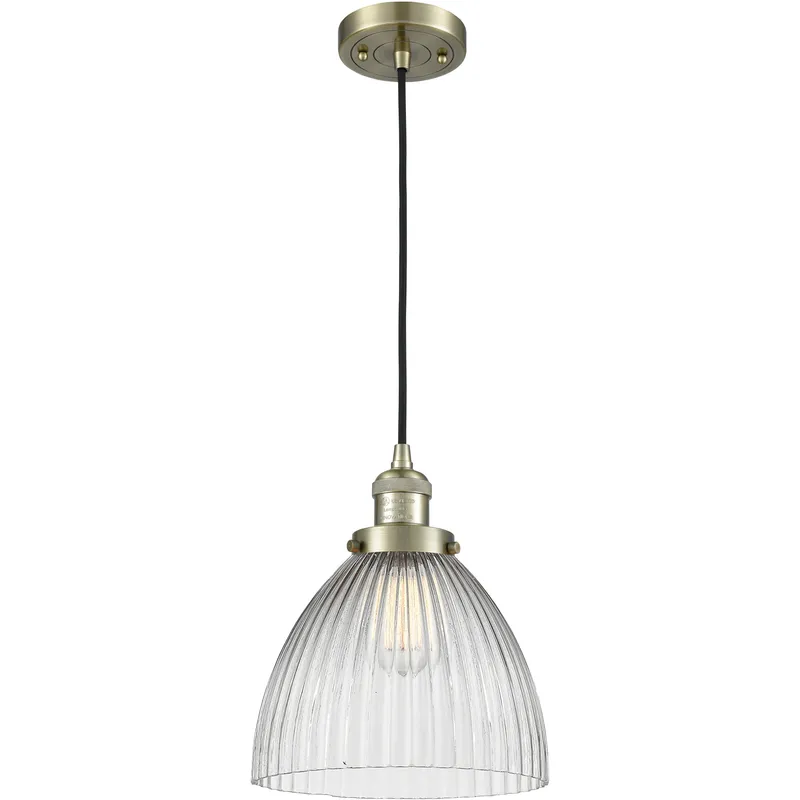 Franklin Restoration Seneca Falls LED 9.5 inch Antique Brass Mini Pendant Ceiling Light, Franklin Restoration