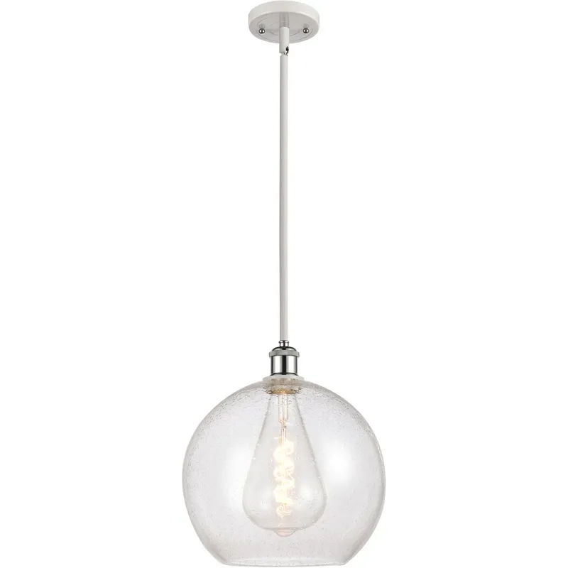 Ballston Athens 1 Light 12 inch White and Polished Chrome Mini Pendant Ceiling Light in Seedy Glass
