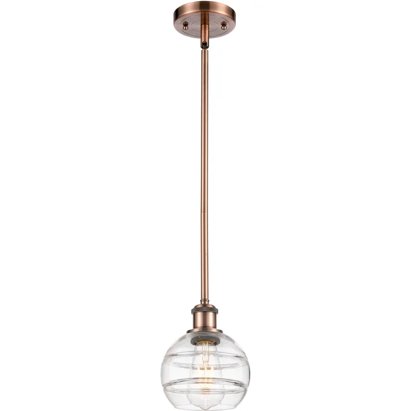Ballston Rochester 1 Light 5.88 inch Antique Copper Stem Hung Mini Pendant Ceiling Light