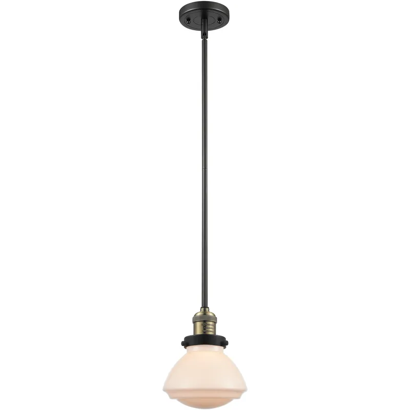 Franklin Restoration Olean LED 6.75 inch Black Antique Brass Mini Pendant Ceiling Light in Matte White, Franklin Restoration