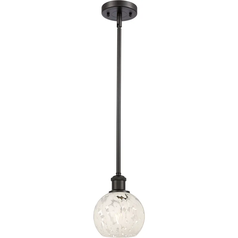 Ballston White Mouchette 1 Light 6 inch Oil Rubbed Bronze Stem Hung Mini Pendant Ceiling Light