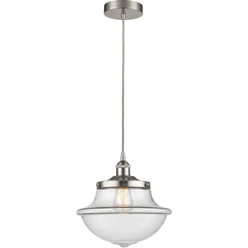 Oxford 1 Light 11.75 inch Brushed Satin Nickel Mini Pendant Ceiling Light in Clear Glass