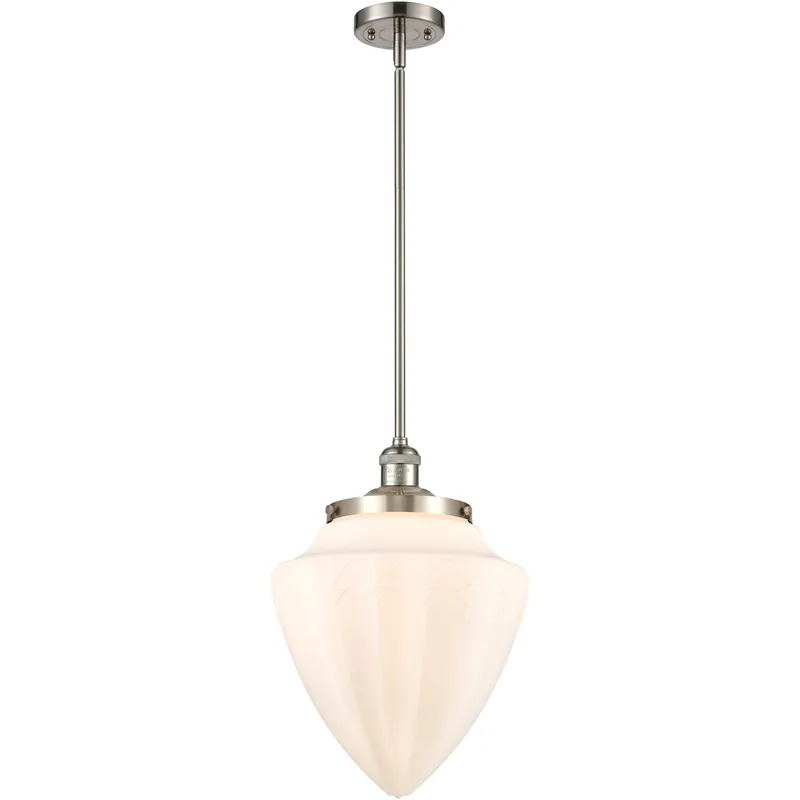 Franklin Restoration Bullet 1 Light 12 inch Brushed Satin Nickel Mini Pendant Ceiling Light in Incandescent, Matte White