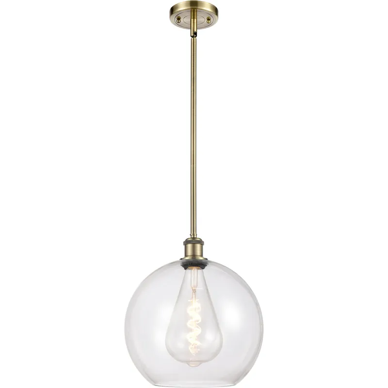 Ballston Athens 1 Light 12 inch Antique Brass Mini Pendant Ceiling Light in Clear Glass