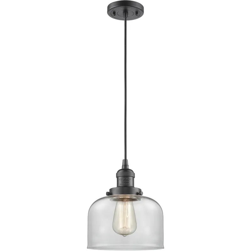 Franklin Restoration Bell LED 8 inch Oil Rubbed Bronze Mini Pendant Ceiling Light in Clear, Franklin Restoration
