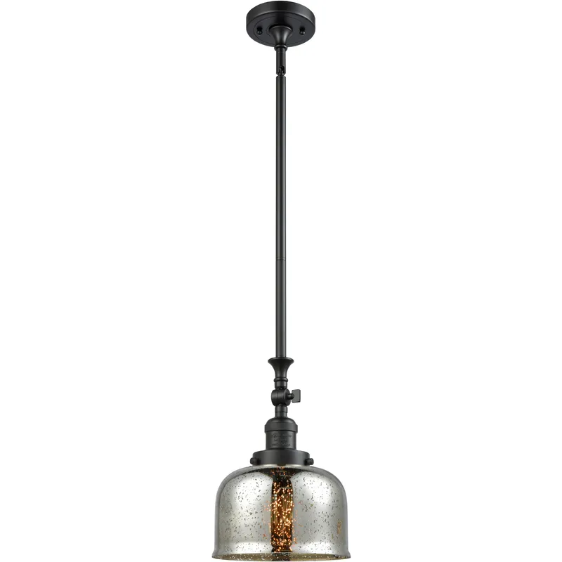 Franklin Restoration Bell LED 8 inch Matte Black Mini Pendant Ceiling Light in Silver Plated Mercury, Franklin Restoration