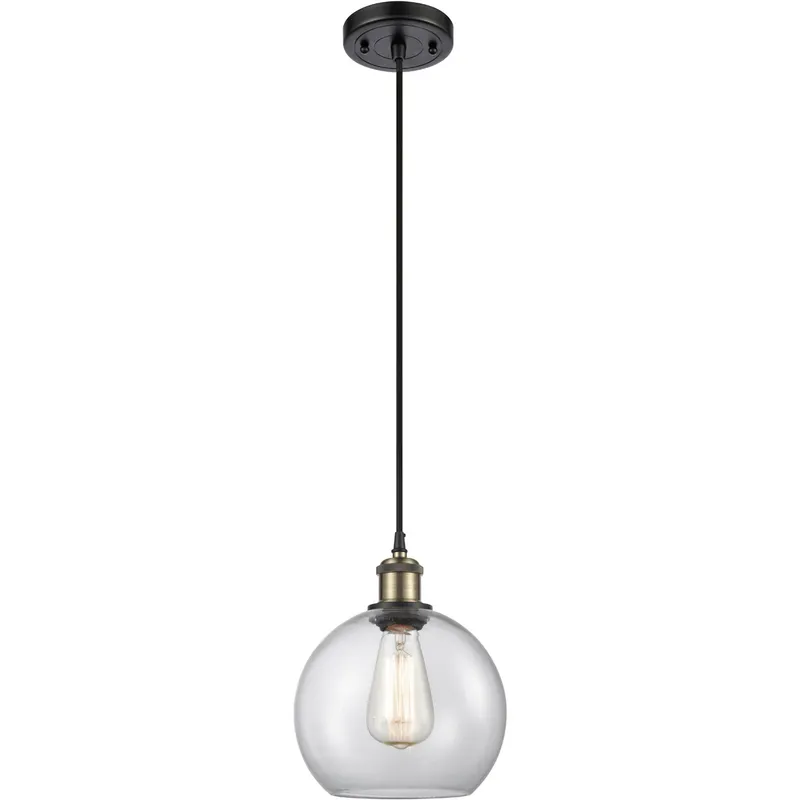 Ballston Athens 1 Light 8 inch Black Antique Brass Mini Pendant Ceiling Light