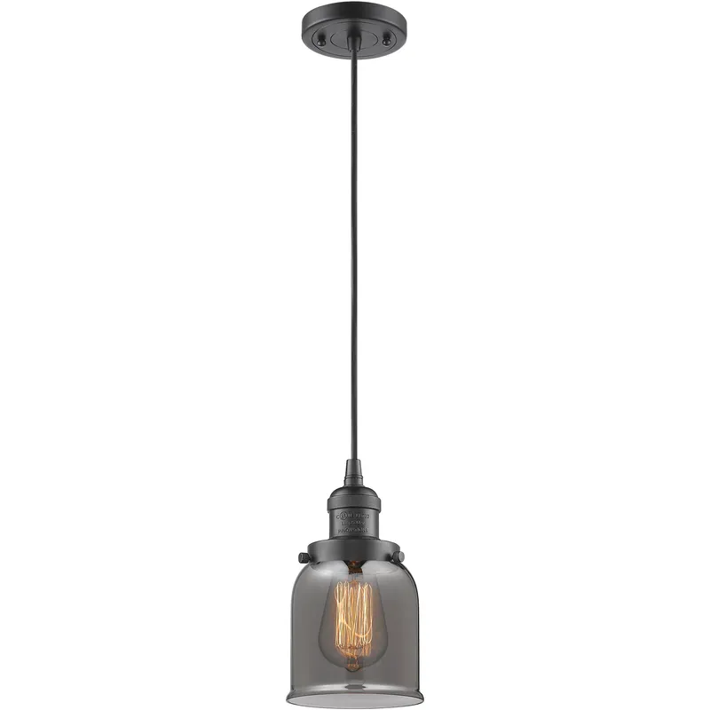 Franklin Restoration Bell LED 5 inch Oil Rubbed Bronze Mini Pendant Ceiling Light in Light Smoke Glass, Franklin Restoration