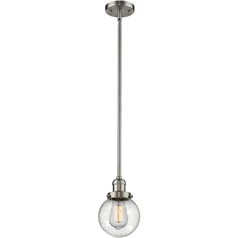 Franklin Restoration Beacon 1 Light 6 inch Brushed Satin Nickel Mini Pendant Ceiling Light in Incandescent, Seedy, Franklin Restoration