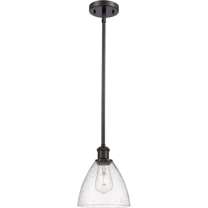 Ballston Dome LED 7.5 inch Oil Rubbed Bronze Mini Pendant Ceiling Light in Seedy Glass
