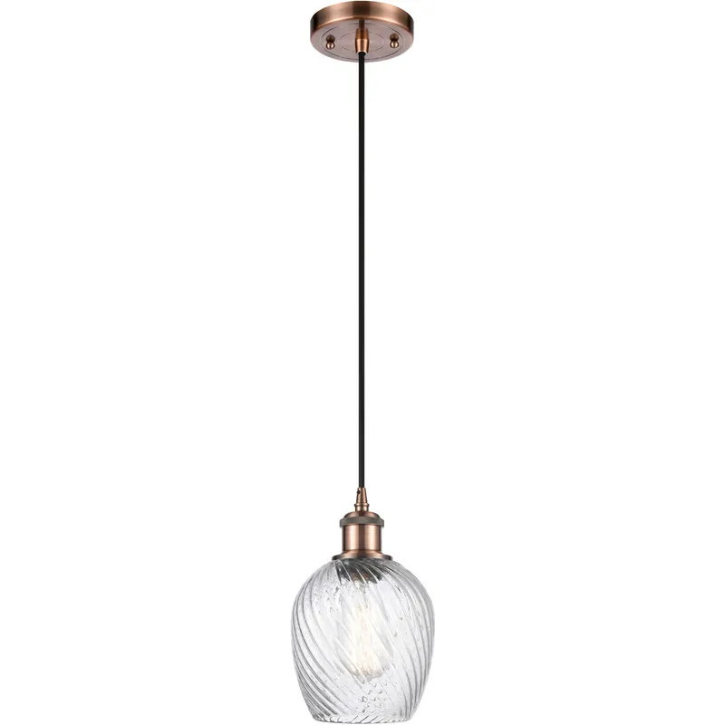 Ballston Salina LED 5 inch Antique Copper Mini Pendant Ceiling Light in Black Textured, Ballston