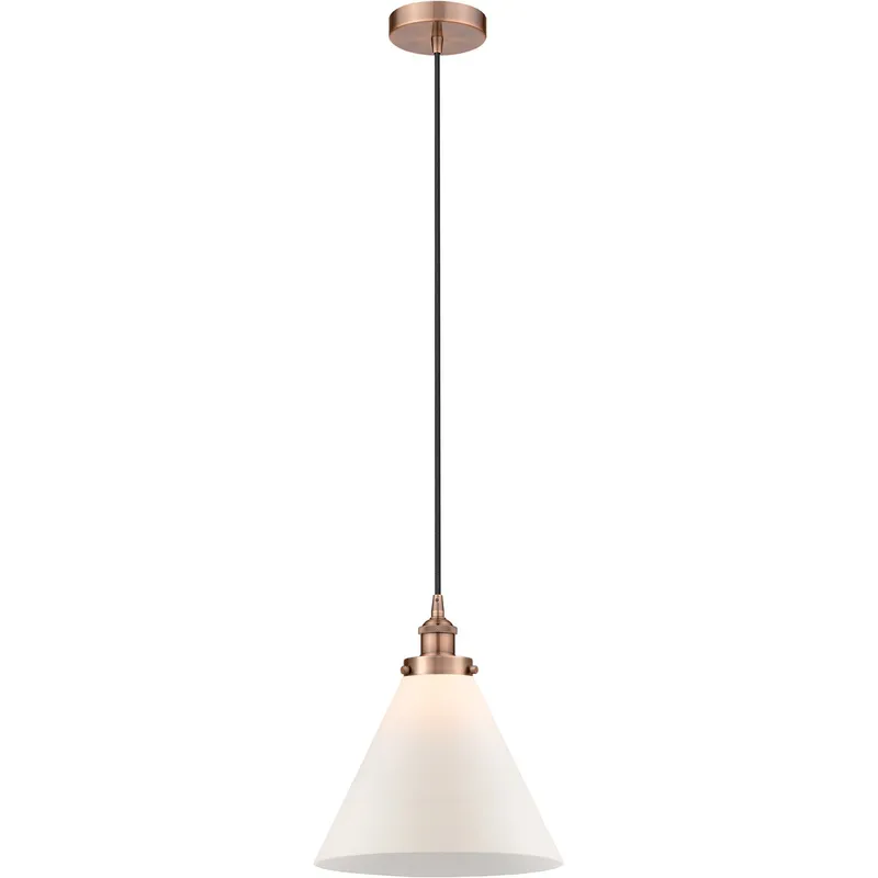 Edison Cone 1 Light 12 inch Antique Copper Mini Pendant Ceiling Light