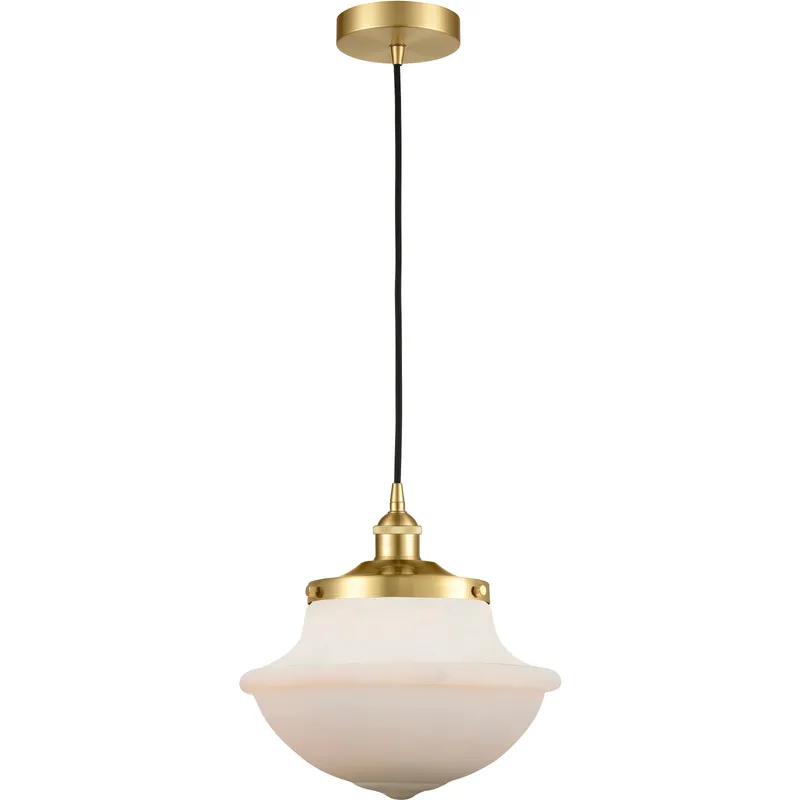 Oxford 1 Light 11.75 inch Satin Gold Mini Pendant Ceiling Light in Matte White Glass