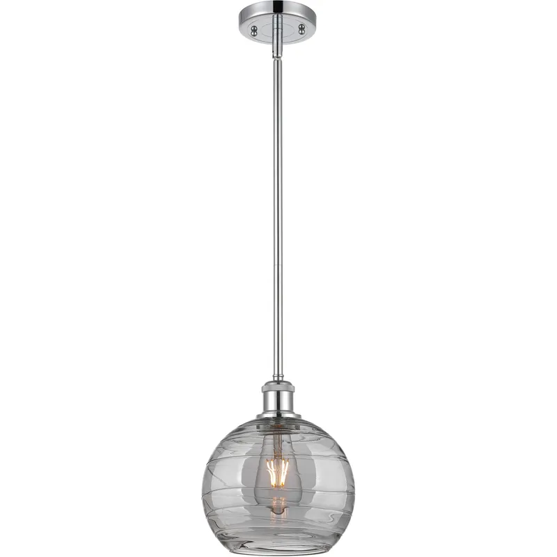Ballston Athens Deco Swirl 1 Light 8 inch Polished Chrome Stem Hung Mini Pendant Ceiling Light