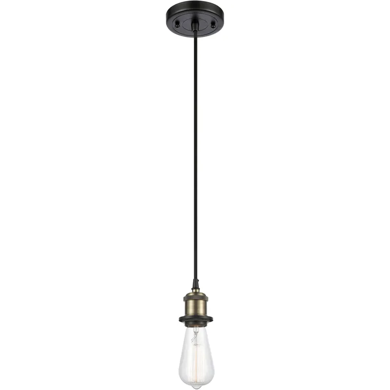 Ballston Bare Bulb 1 Light 4.5 inch Black Antique Brass Mini Pendant Ceiling Light in Black Textured, Ballston