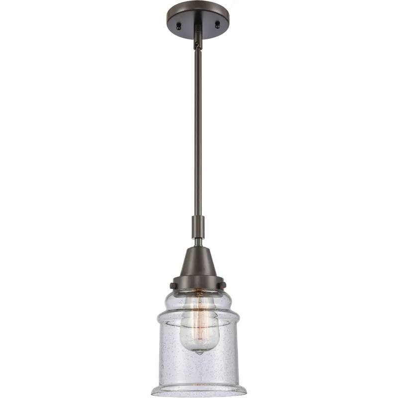 Franklin Restoration Canton LED 6.5 inch Oil Rubbed Bronze Mini Pendant Ceiling Light in Seedy Glass