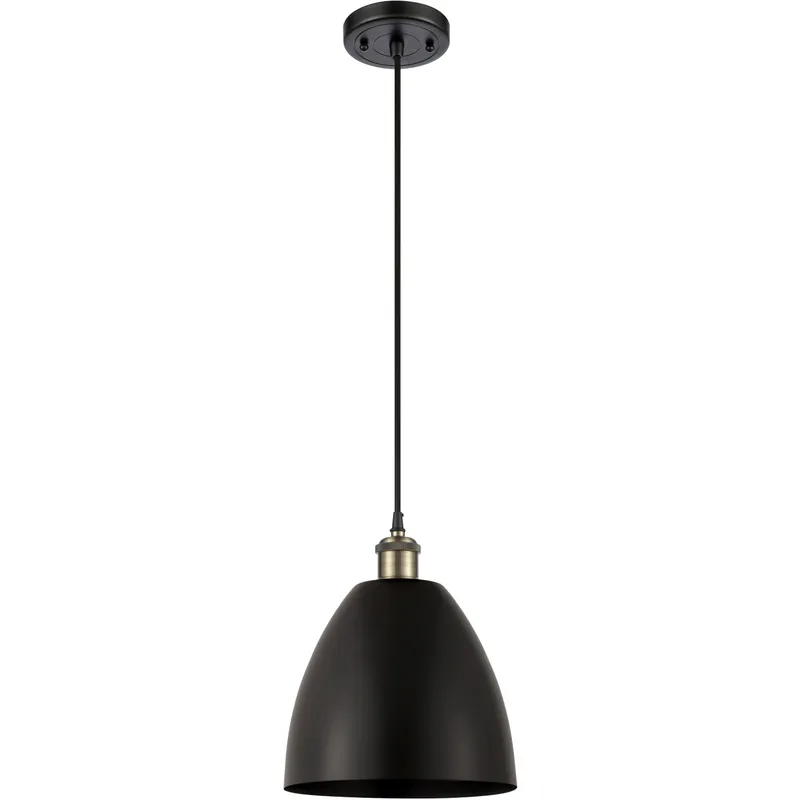 Ballston Dome LED 9 inch Black Antique Brass Mini Pendant Ceiling Light