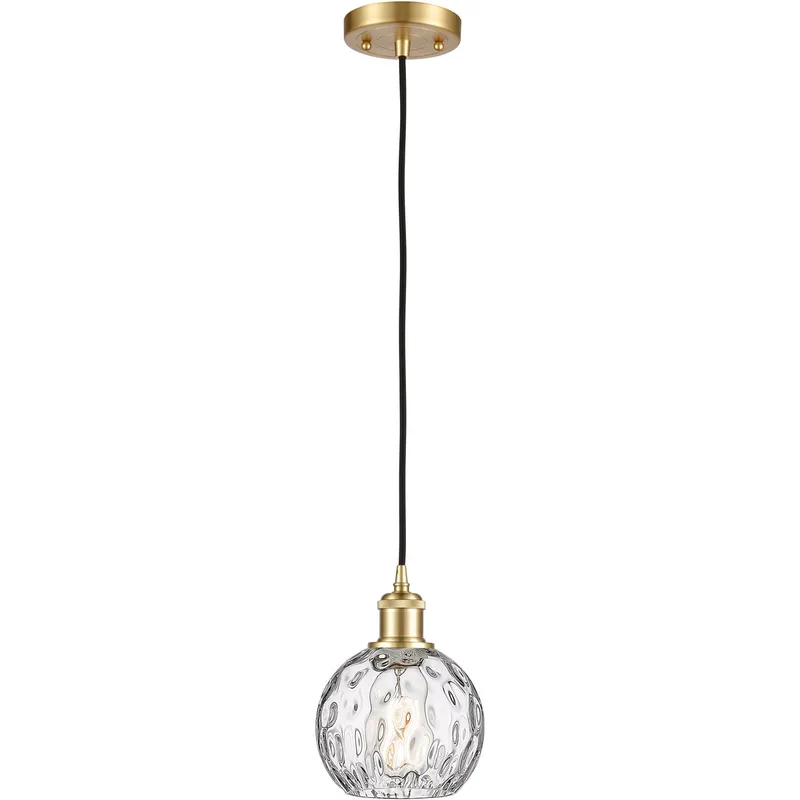 Ballston Athens Water Glass LED 6 inch Satin Gold Mini Pendant Ceiling Light