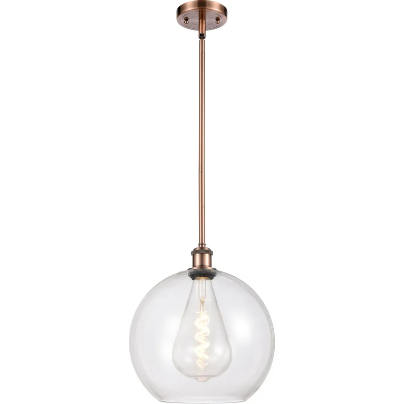 Ballston Athens 1 Light 12 inch Antique Copper Mini Pendant Ceiling Light in Clear Glass