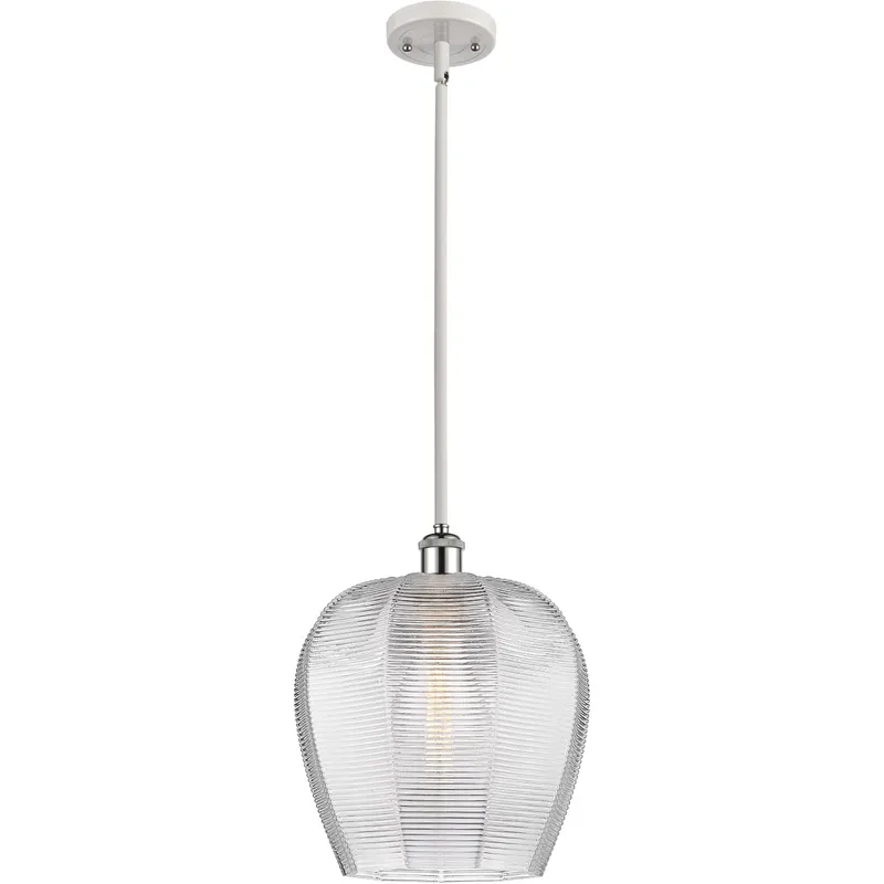 Ballston Norfolk 1 Light 12 inch White and Polished Chrome Mini Pendant Ceiling Light in Clear Glass