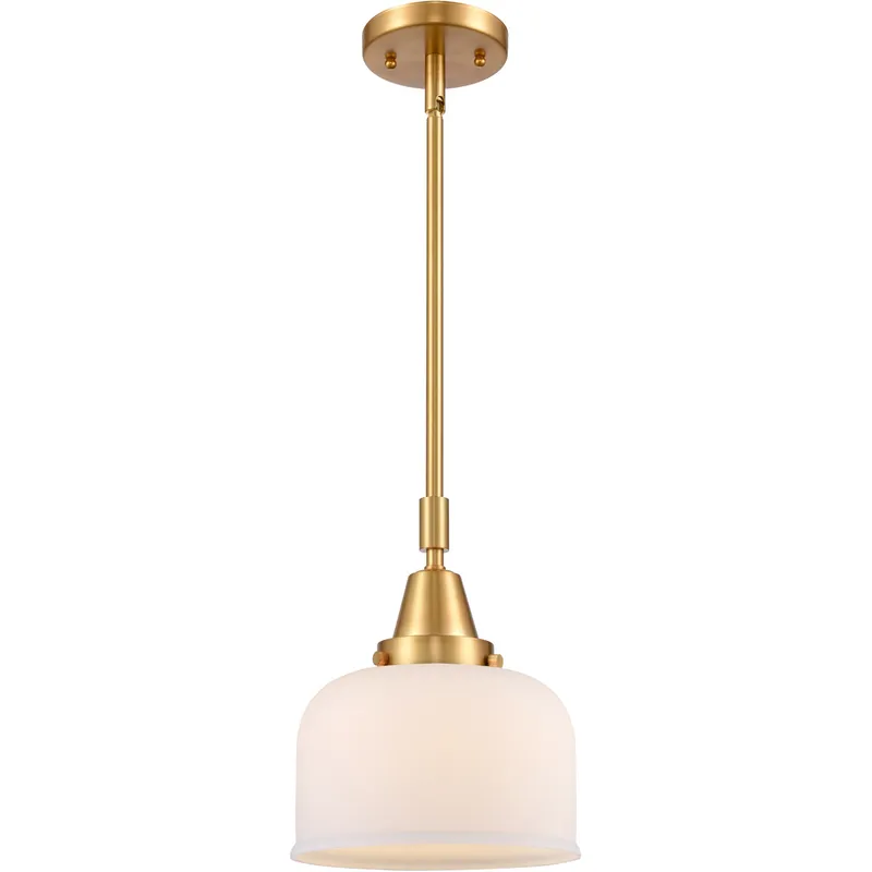 Franklin Restoration X-Large Bell LED 12 inch Satin Gold Mini Pendant Ceiling Light in Matte White Glass