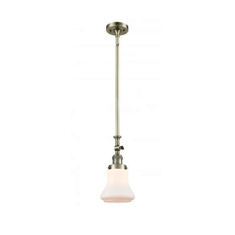 Franklin Restoration Bellmont 1 Light 7 inch Antique Brass Mini Pendant Ceiling Light in Incandescent, Matte White Glass, Franklin Restoration