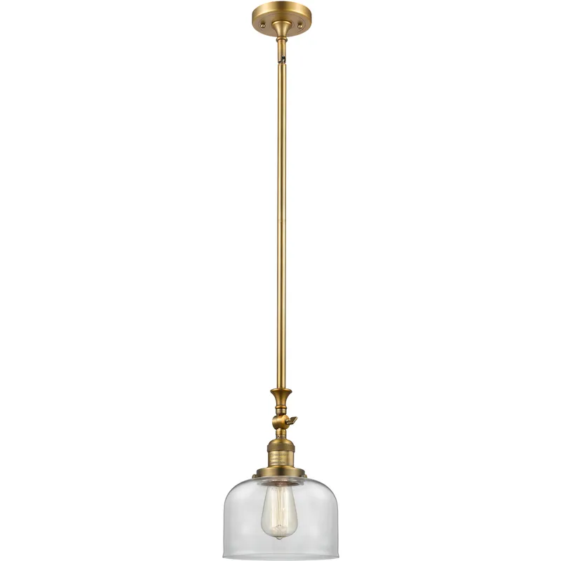 Franklin Restoration Bell 1 Light 8 inch Brushed Brass Mini Pendant Ceiling Light in Incandescent, Clear, Franklin Restoration