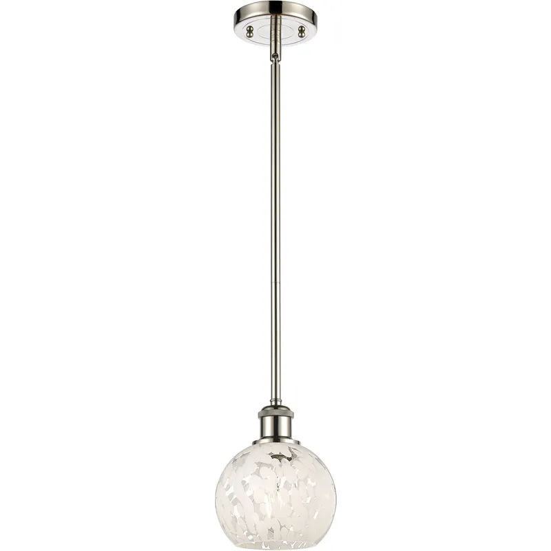 Ballston White Mouchette 1 Light 6 inch Polished Nickel Stem Hung Mini Pendant Ceiling Light