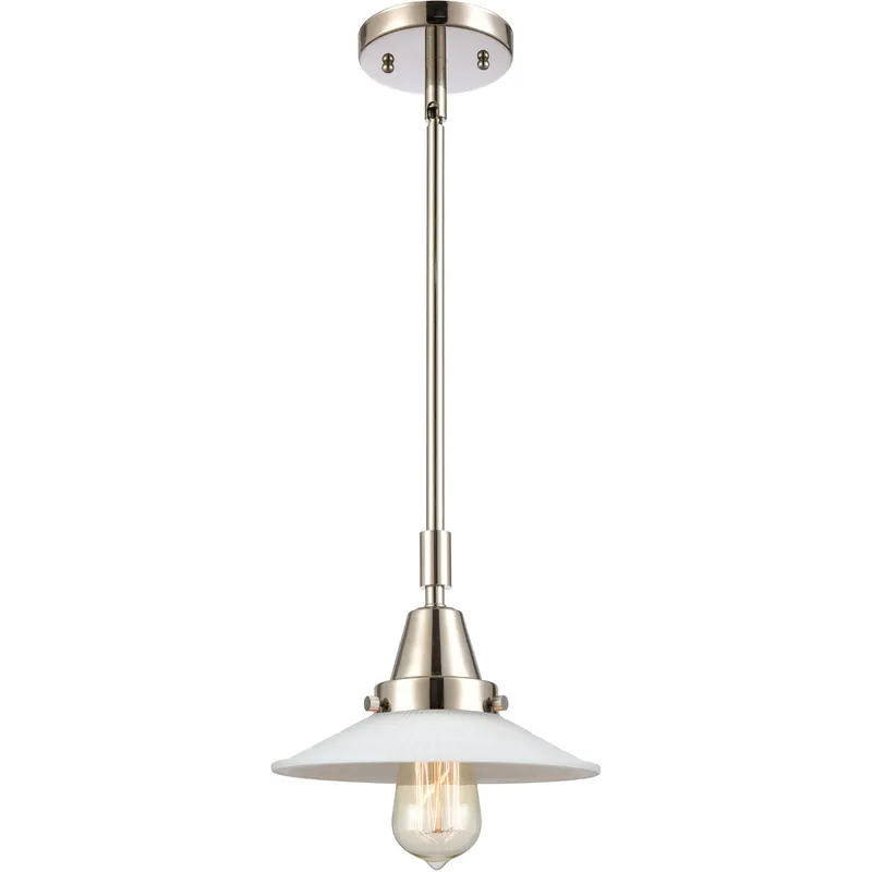 Franklin Restoration Halophane LED 8.5 inch Polished Nickel Mini Pendant Ceiling Light in Matte White Halophane Glass