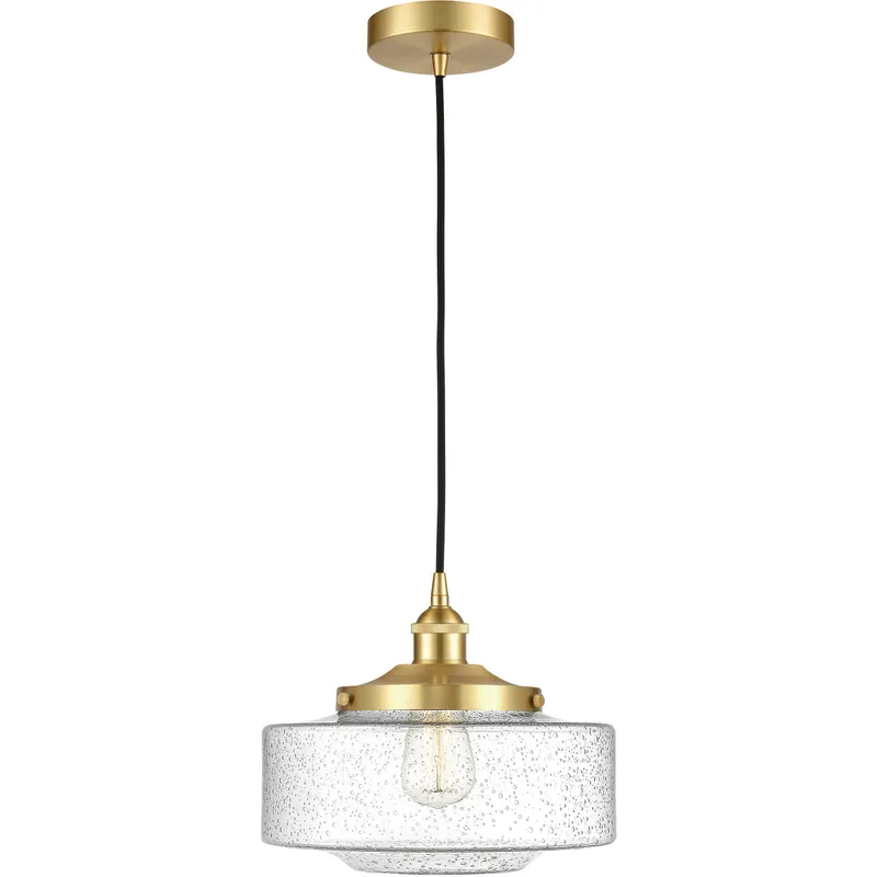 Bridgeton 1 Light 12 inch Satin Gold Mini Pendant Ceiling Light in Seedy Glass