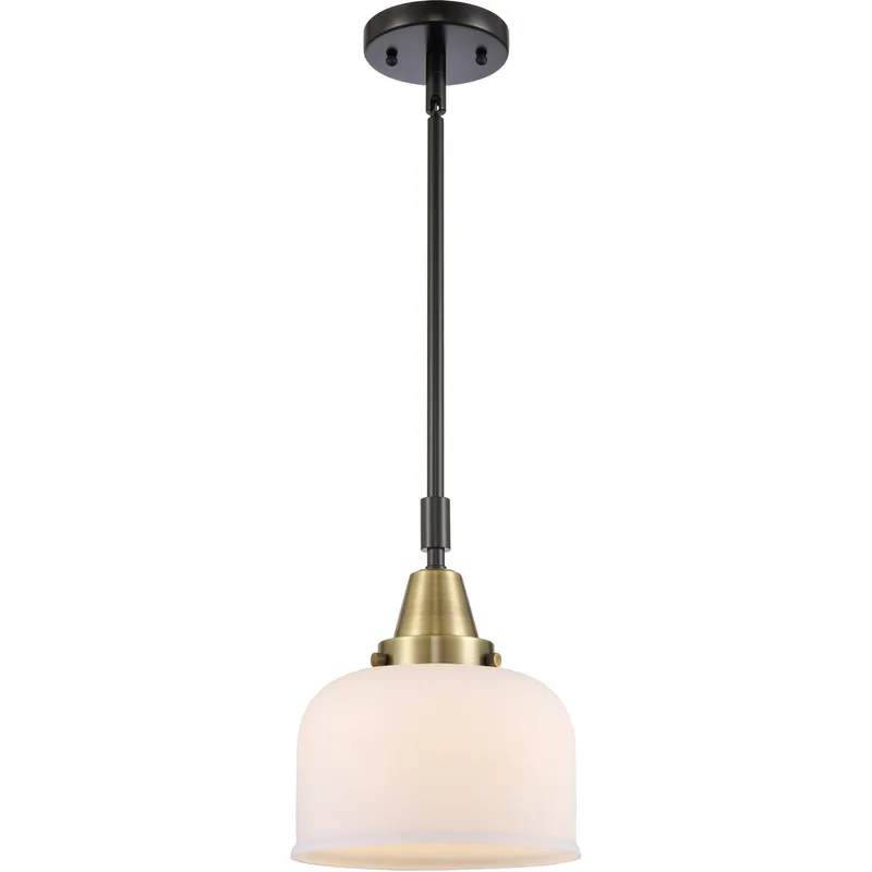 Franklin Restoration X-Large Bell LED 12 inch Black Antique Brass Mini Pendant Ceiling Light in Matte White Glass