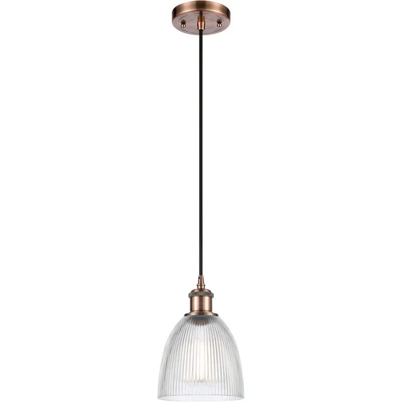 Ballston Castile 1 Light 6 inch Antique Copper Mini Pendant Ceiling Light in Clear Glass, Ballston