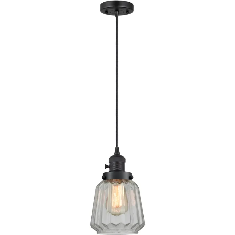 Franklin Restoration Chatham 1 Light 6 inch Matte Black Mini Pendant Ceiling Light in Incandescent, Clear