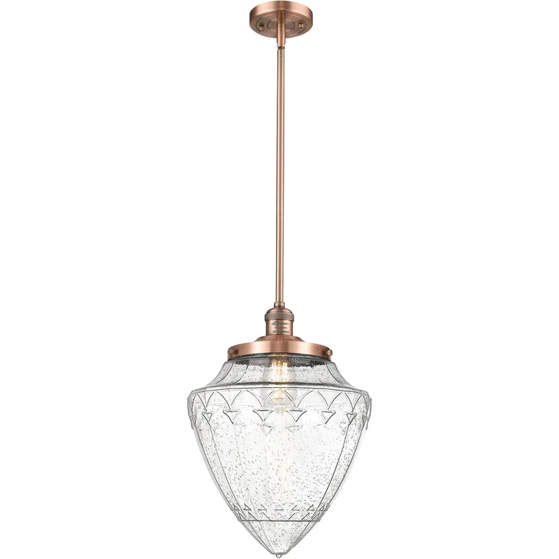Franklin Restoration Bullet 1 Light 12 inch Antique Copper Mini Pendant Ceiling Light in Incandescent, Seedy