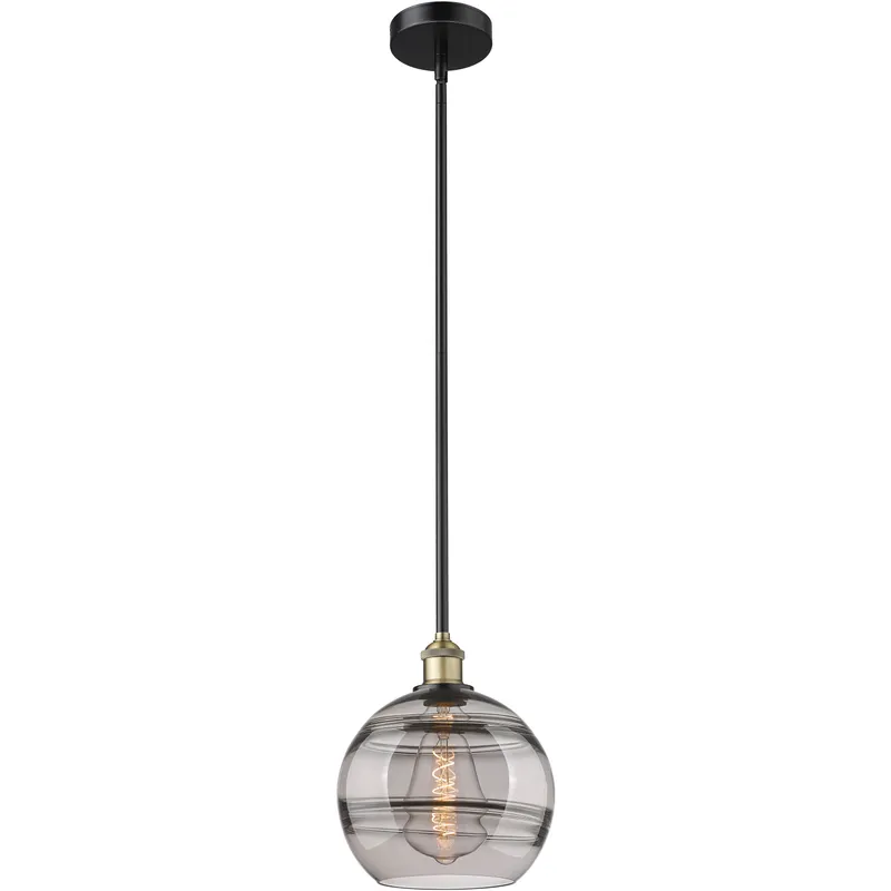 Edison Rochester 1 Light 10 inch Black Antique Brass Stem Hung Mini Pendant Ceiling Light