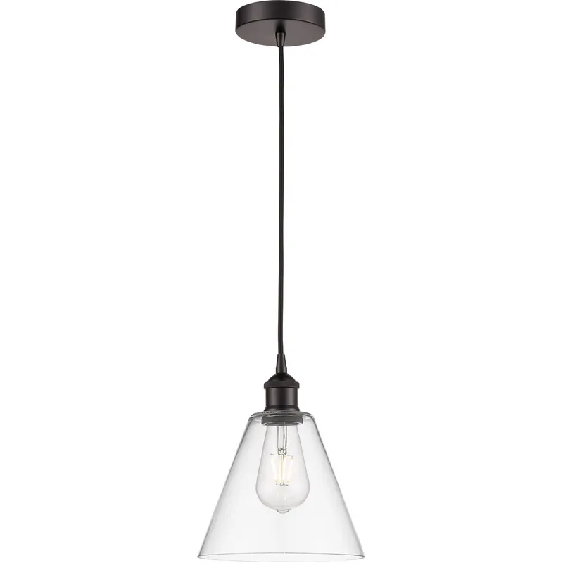 Edison Cone LED 8 inch Oil Rubbed Bronze Mini Pendant Ceiling Light in Clear Glass