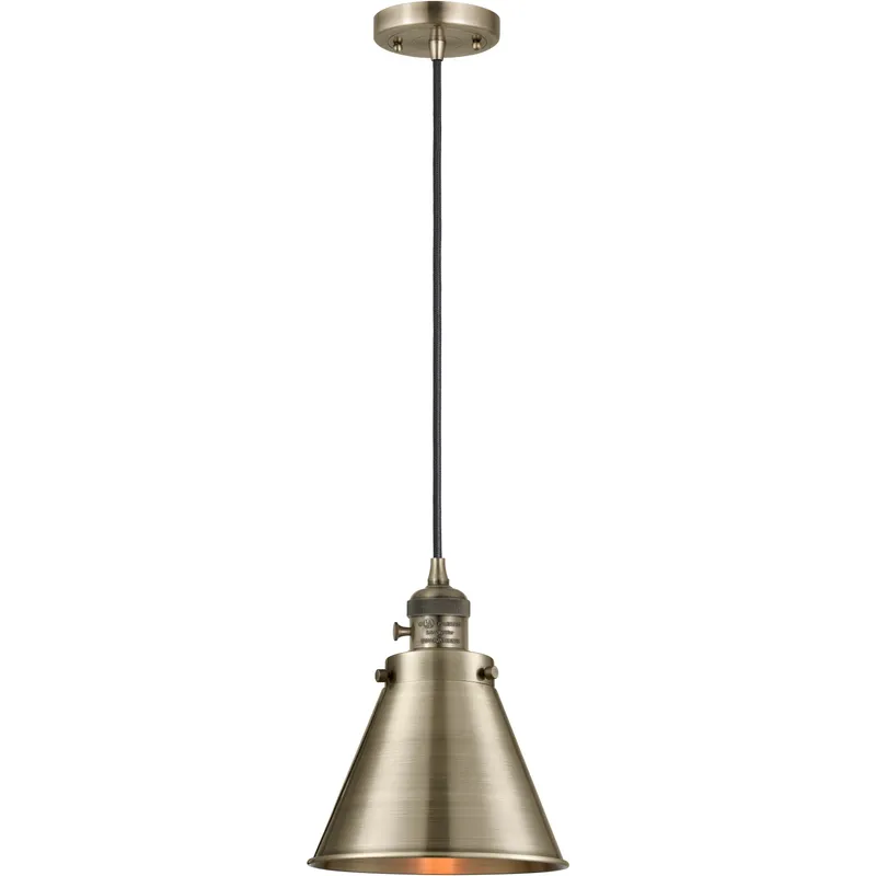 Franklin Restoration Appalachian 1 Light 8 inch Antique Brass Mini Pendant Ceiling Light in Incandescent