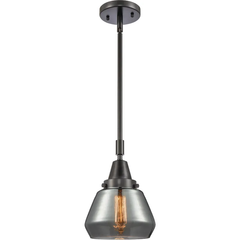 Franklin Restoration Fulton LED 7 inch Matte Black Mini Pendant Ceiling Light in Plated Smoke Glass