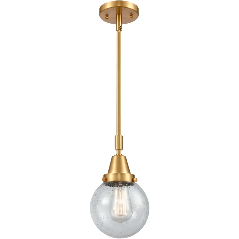 Beacon 1 Light 6 inch Satin Gold Mini Pendant Ceiling Light in Seedy Glass