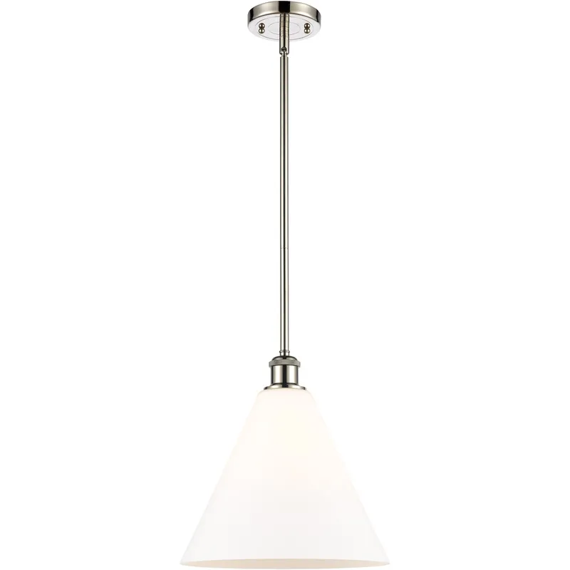 Ballston Cone 1 Light 12 inch Polished Nickel Mini Pendant Ceiling Light in Matte White Glass