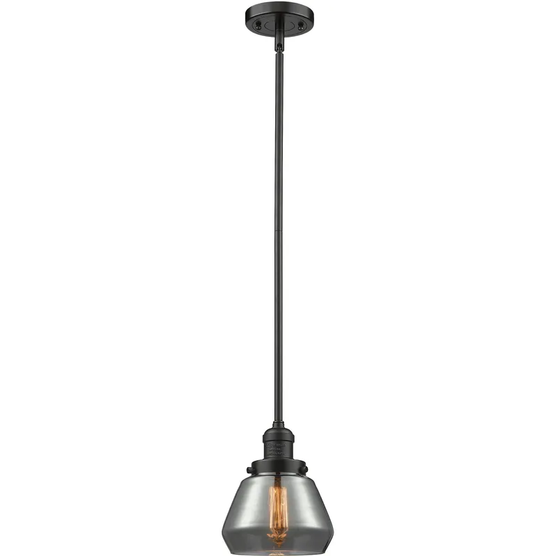 Franklin Restoration Fulton LED 7 inch Oil Rubbed Bronze Mini Pendant Ceiling Light in Light Smoke Glass, Franklin Restoration