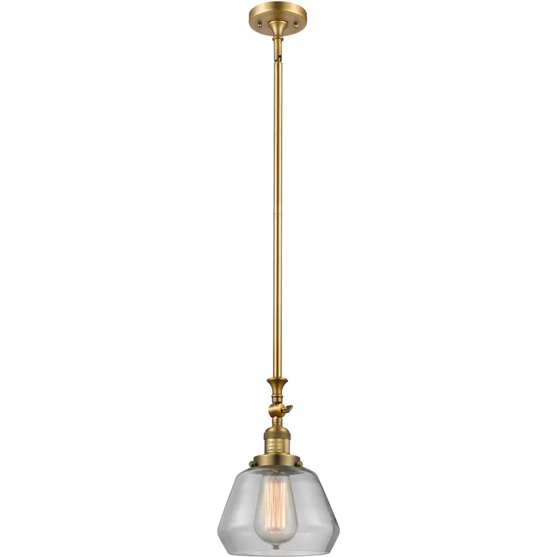 Franklin Restoration Fulton LED 7 inch Brushed Brass Mini Pendant Ceiling Light in Clear, Franklin Restoration