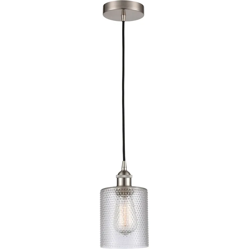 Edison Cobbleskill LED 5 inch Brushed Satin Nickel Mini Pendant Ceiling Light