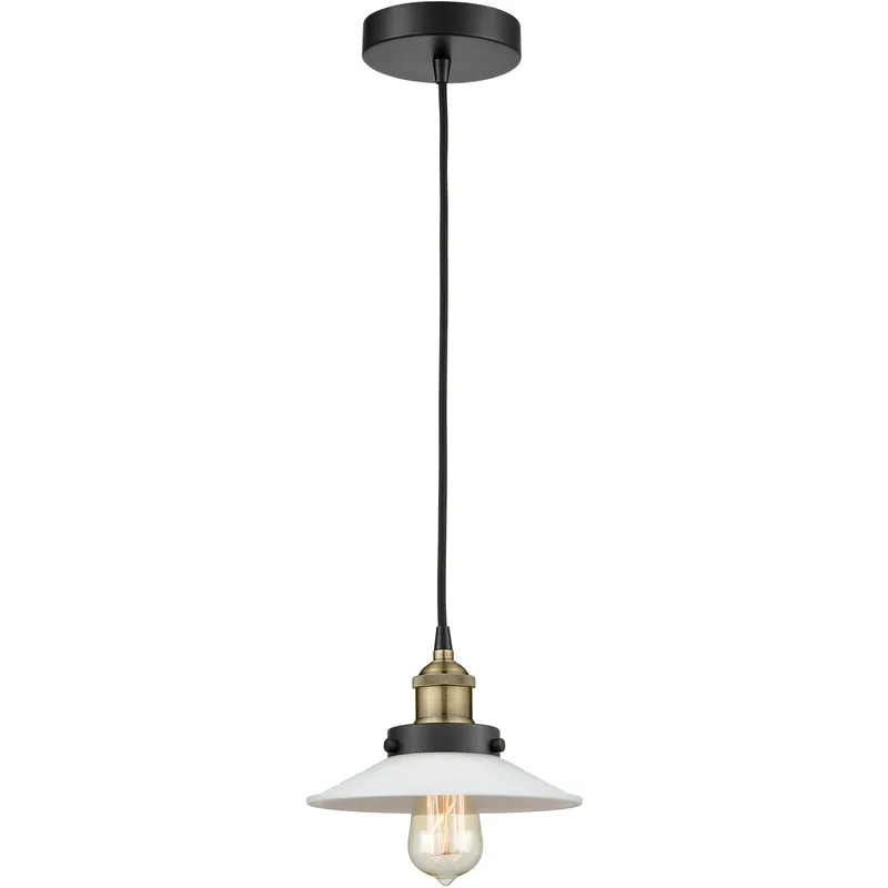 Halophane 1 Light 9 inch Black Antique Brass Mini Pendant Ceiling Light in Matte White Halophane Glass