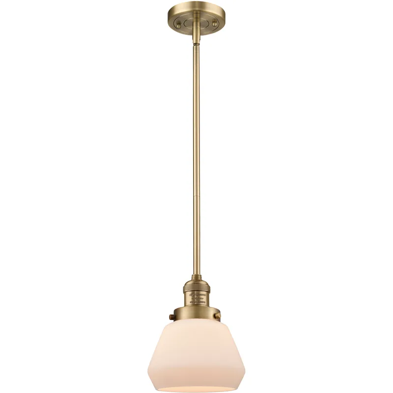Franklin Restoration Fulton 1 Light 7 inch Brushed Brass Mini Pendant Ceiling Light in Incandescent, Matte White, Franklin Restoration