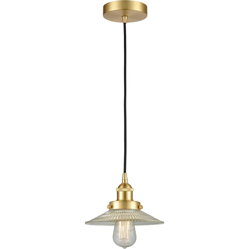 Edison Halophane LED 9 inch Satin Gold Mini Pendant Ceiling Light