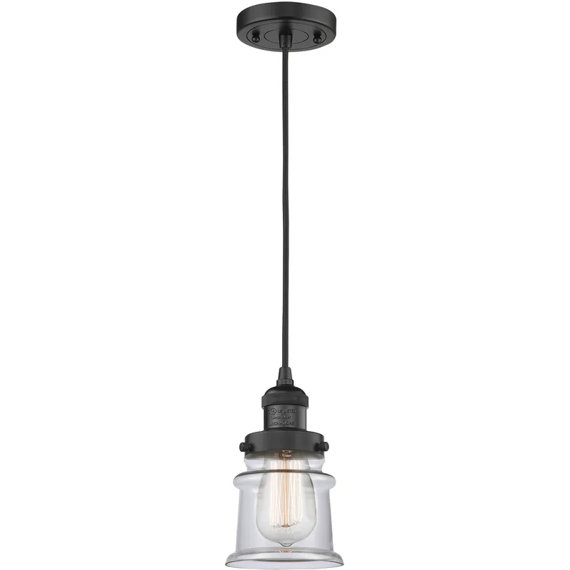 Franklin Restoration Canton LED 6 inch Matte Black Mini Pendant Ceiling Light in Clear, Franklin Restoration