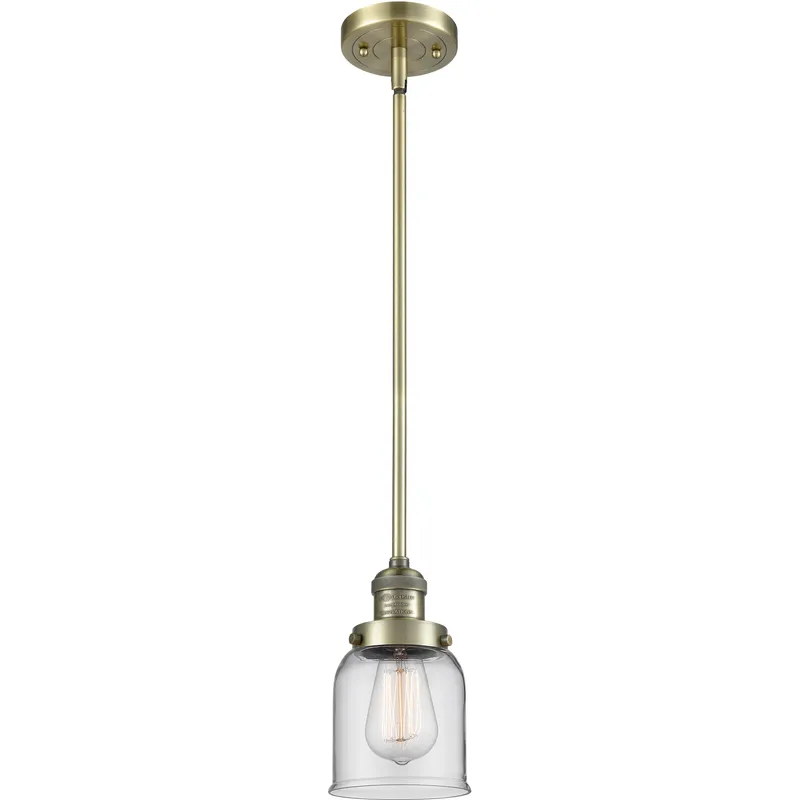 Franklin Restoration Bell LED 5 inch Antique Brass Mini Pendant Ceiling Light in Clear, Franklin Restoration